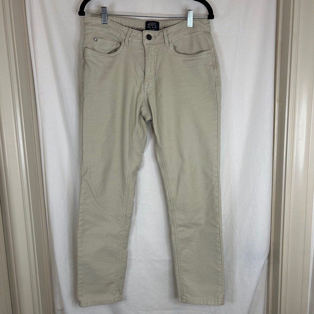 Ben Sherman Slim Fit Mens Pants 32x30 Beige Casual Chinos Trousers